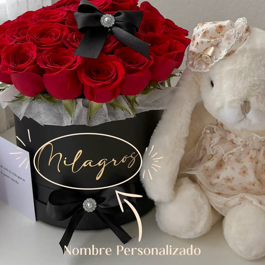BOX ROSAS ROJAS CON CONEJITA