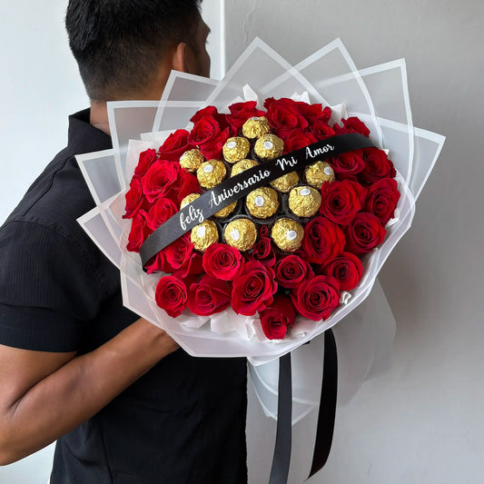 RAMO BUCHON ROSAS CHOCOLATE