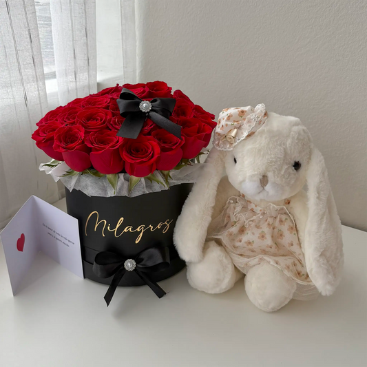 BOX ROSAS ROJAS CON CONEJITA