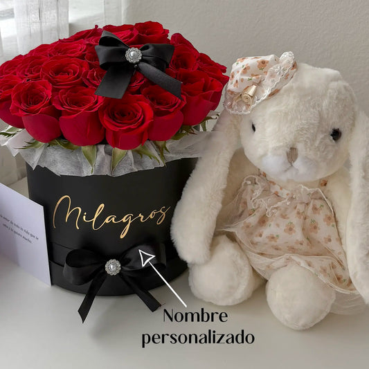BOX ROSAS ROJAS CON CONEJITA