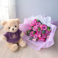 RAMO ROSAS LILA + PELUCHE