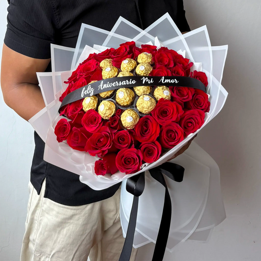 RAMO BUCHON ROSAS CHOCOLATE